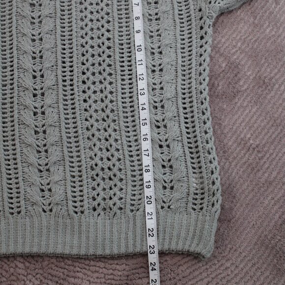 Easel Long Sleeve Boxy Pullover Knitted Sweater Grayish Green Medium - Picture 11 of 12